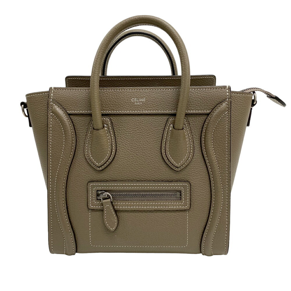 Celine Luggage Drummed Calfskin Shoulder Bag Suri Beige - Picture 2 of 9